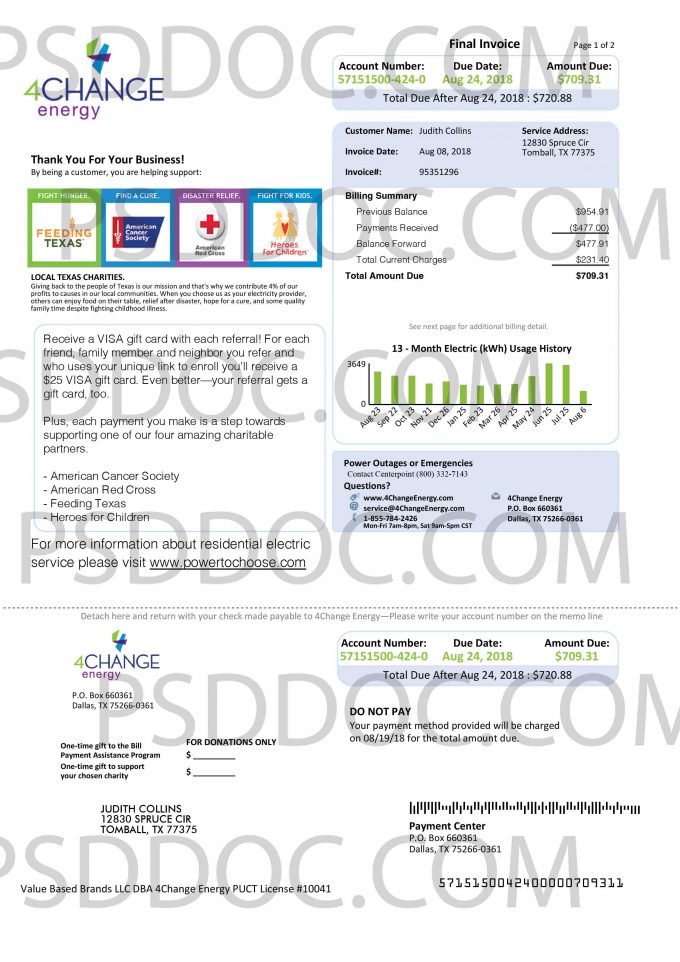 Utility bill PSD