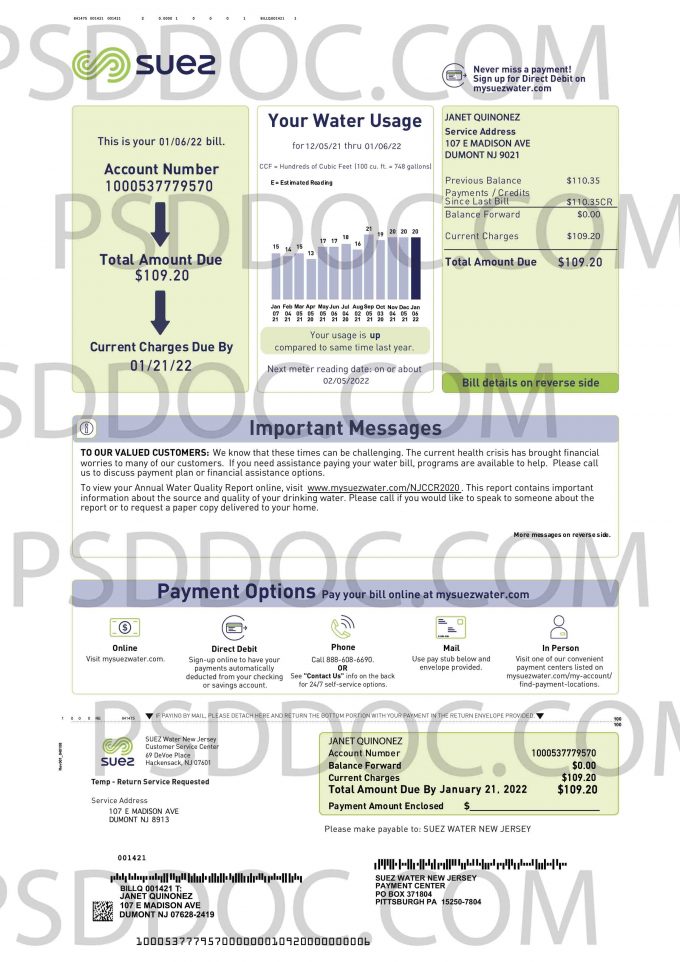 Utility bill PSD